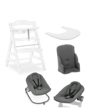 Seggiolone in legno + sdraietta newborn (incluso cuscino + cinture)