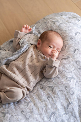 Completino cammello in filo di cotone - Pantalone + Maglioncino tg. 1 mese