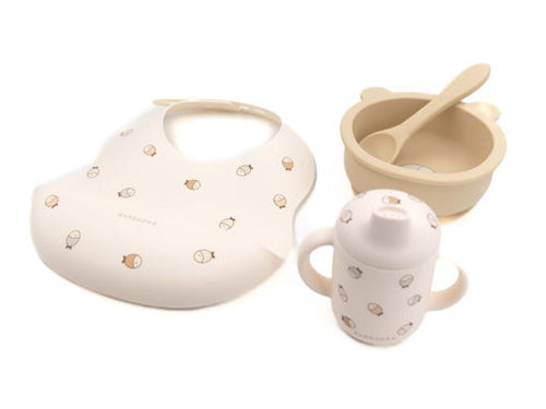 Set prima pappa con bavaglino in silicone