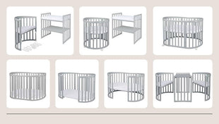 Culla/lettino 7in1 ovale - Grigio
