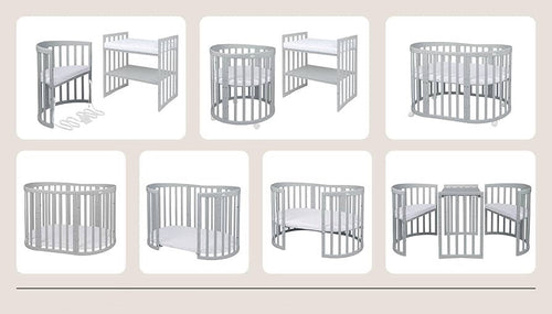 Culla/lettino 7in1 ovale - Grigio