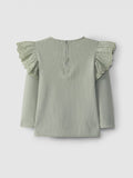 Maglia con volant ricamato - verde salvia