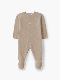 Tutina in filo di cotone - beige - 3 mesi