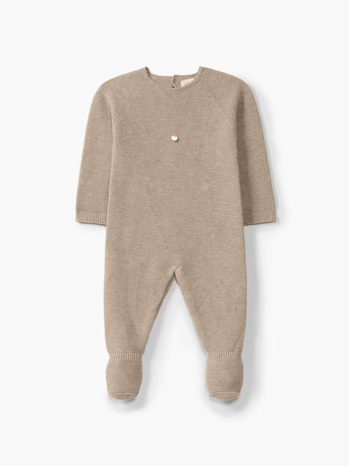 Tutina in filo di cotone - beige - 3 mesi