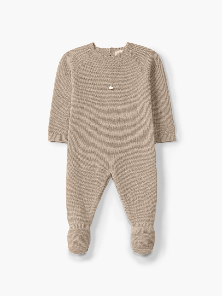 Tutina in filo di cotone - beige - 3 mesi
