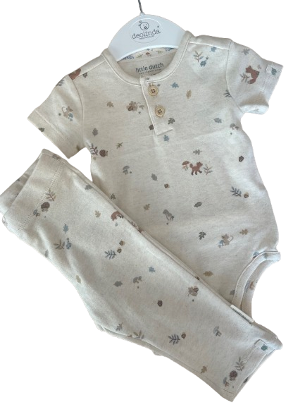 Completino forest - tshirt + pantalone - tg 0/3mesi
