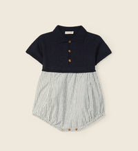 Pagliaccetto in maglia e cotone - Righe blu
