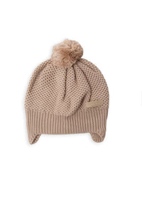 Cappellino con pompon - Tricot beige