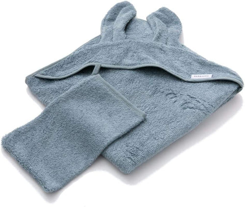 Accappatoio con orecchie e guanto - blu