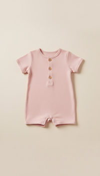 Romper Petal Pink con bottoni in legno