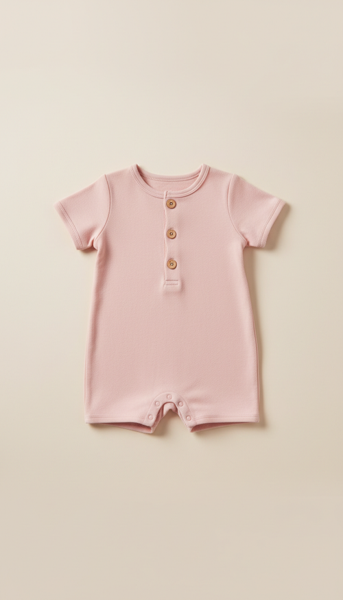 Romper Petal Pink con bottoni in legno