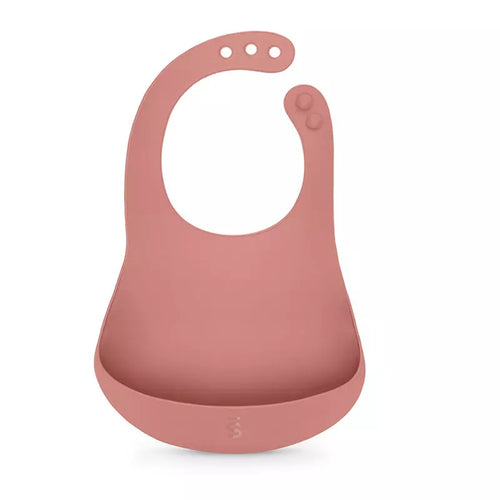 Bavaglino con tasca in silicone - essence color - rose