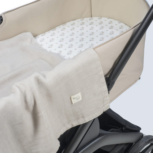 Lenzuolo con angoli per carrozzina + mussola - Botton Flower