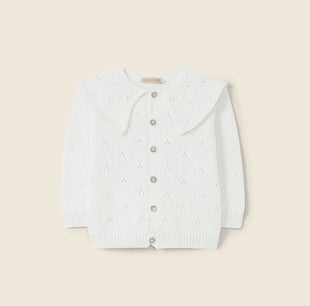 Cardigan bianco in cotone organico - tg. 18 mesi