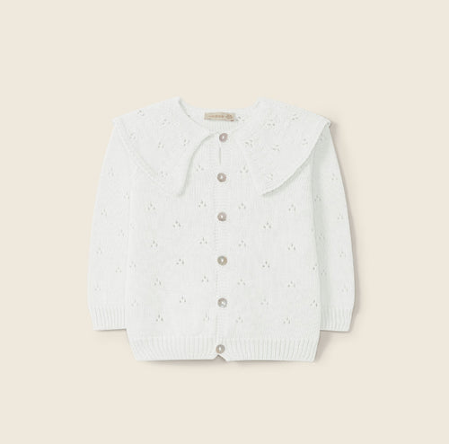 Cardigan bianco in cotone organico - tg. 18 mesi