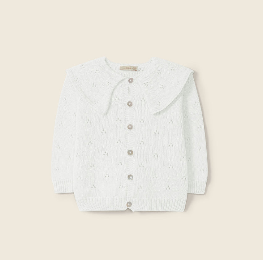 Cardigan bianco in cotone organico - tg. 18 mesi