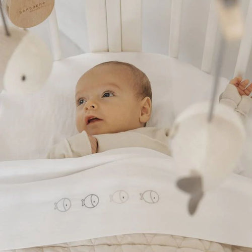 Set lenzuola Fish per culla + federa + angoli materasso