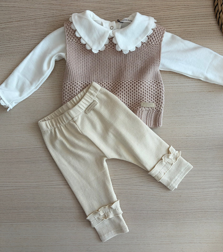 Completino 3 pezzi - Leggings, Gilet e body - tg. 3 mesi