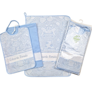 Set asilo - bavaglino + asciugamano con ricamo