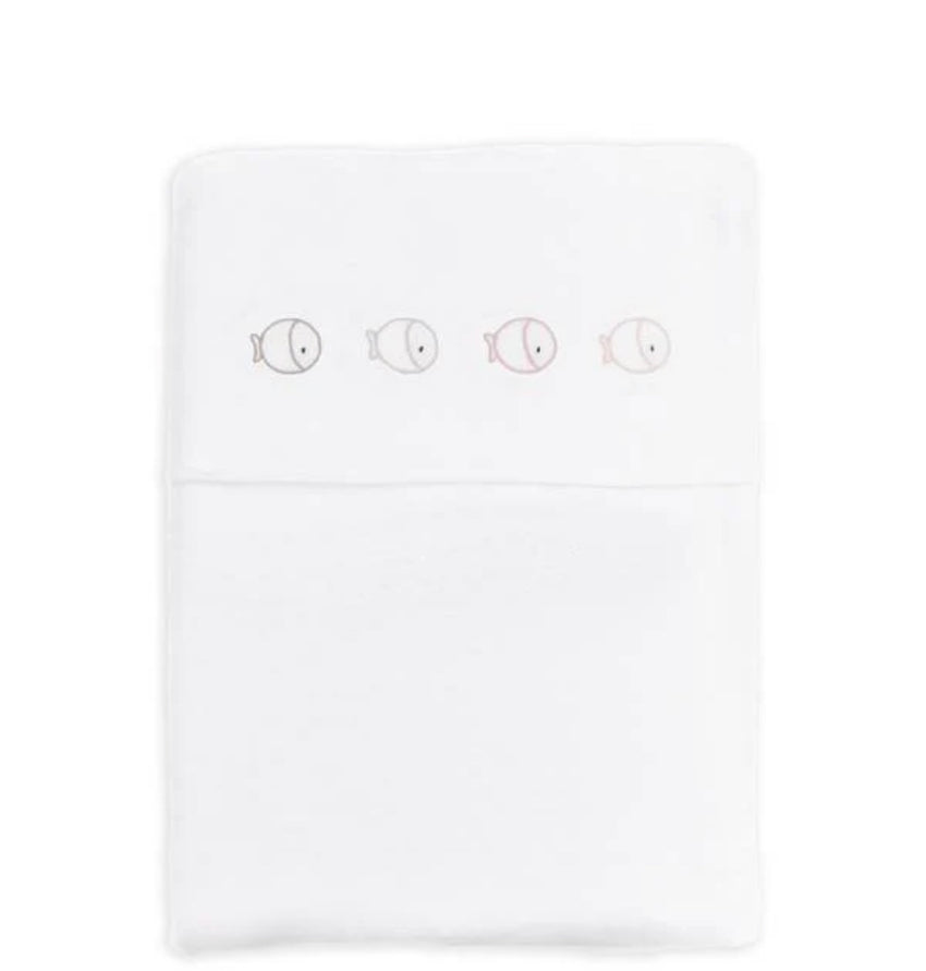 Set lenzuola per lettino Fish Rose (lenzuola + federa + angoli)