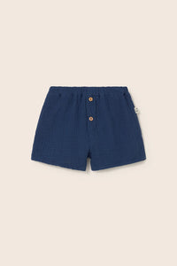 Pantalone corto in mussola - blu 12 mesi