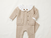 Salopette in lana e cachemire beige