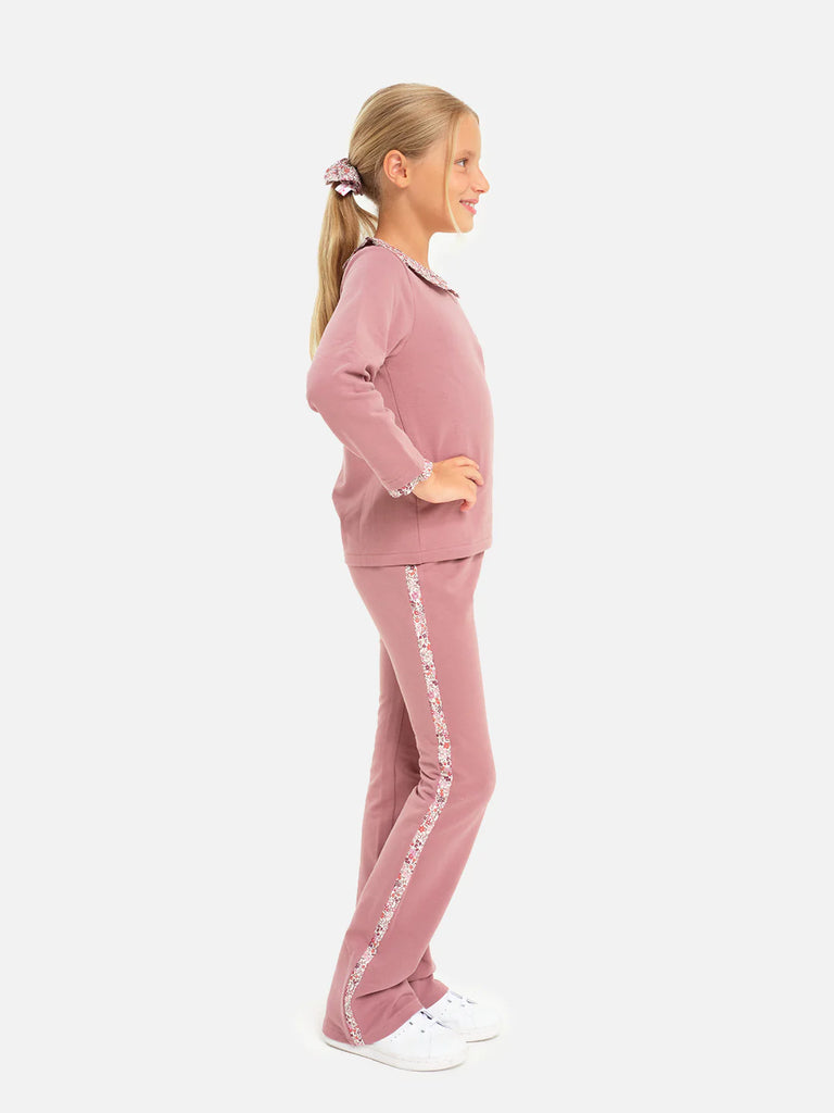 Pantalone Zampa Felpa rosa antico