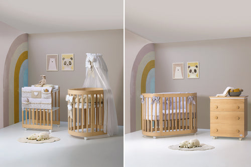 Culla Evolutiva Leonardo+ Kit estensione Letto  - incluso di materasso culla + lettino - legno