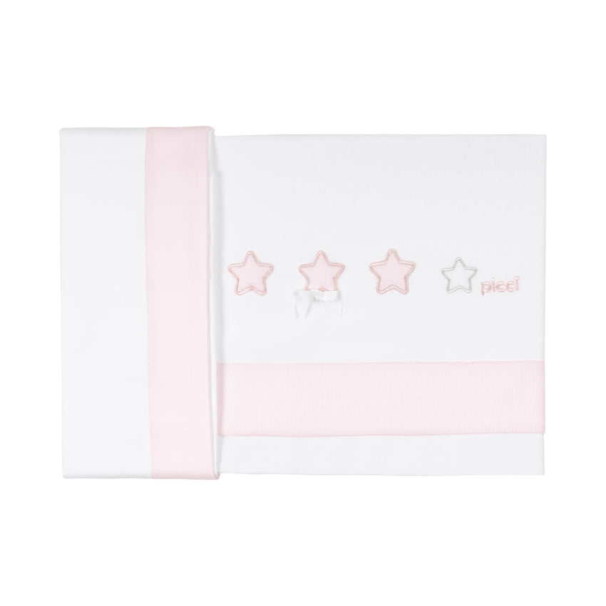 Set lenzuola per lettino - Mod. Stelle rosa - Picci