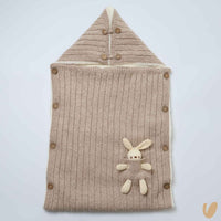 Sacco nanna in lana e pelliccetta con coniglietto - beige