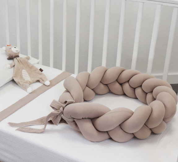 Treccia paracolpi per culla/lettino - Jersey beige