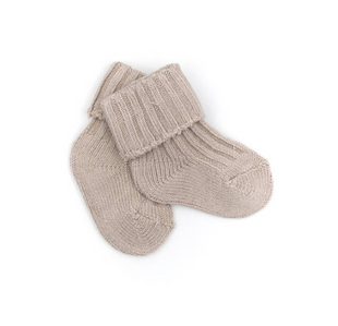 Calzettoni maglia grossa beige - tg. 0/3 mesi