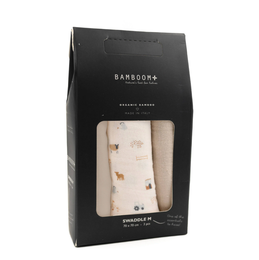 Set 3 swaddle 70x70cm - the farm