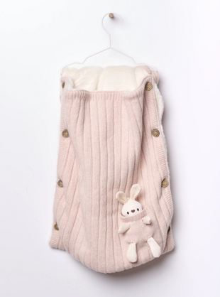 Sacco nanna in lana per culla carrozzina - Rosa