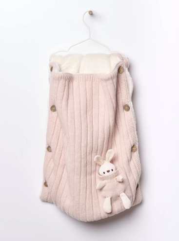 Sacco nanna in lana per culla carrozzina - Rosa