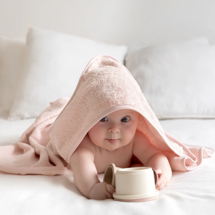 Accappatoio quadrato con cappuccio - Rosa