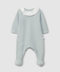 Tutina azzurro polvere - Organic Cotton - con colletto ricamato