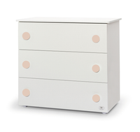 Cassettiera in legno per fasciatoio - Bianco/pomelli Tortora