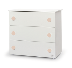 Cassettiera in legno per fasciatoio - Bianco/pomelli Tortora