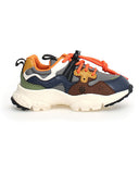 YAMANO 3 JUNIOR. Sneakers in ecopelle e tessuto tecnico, Grigio-Navy