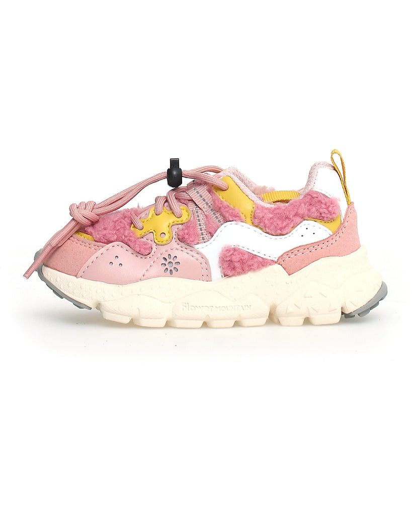 Sneakers Yamano 3 Junior - Teddy - Rosa Multicolore - Ecopelle e Tessuto Tecnico Riciclato