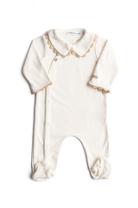 Tutina bimba natural white con colletto - tg. 3 mesi