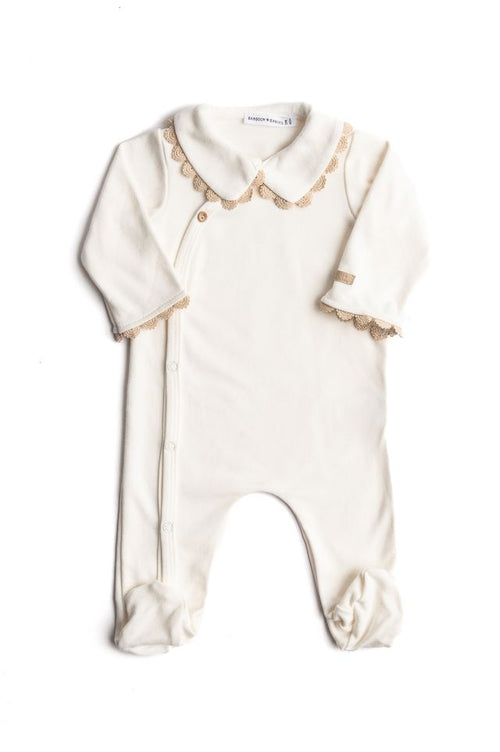 Tutina bimba natural white con colletto - tg. 3 mesi