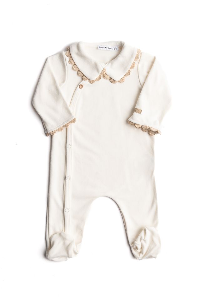 Tutina bimba natural white con colletto - tg. 3 mesi