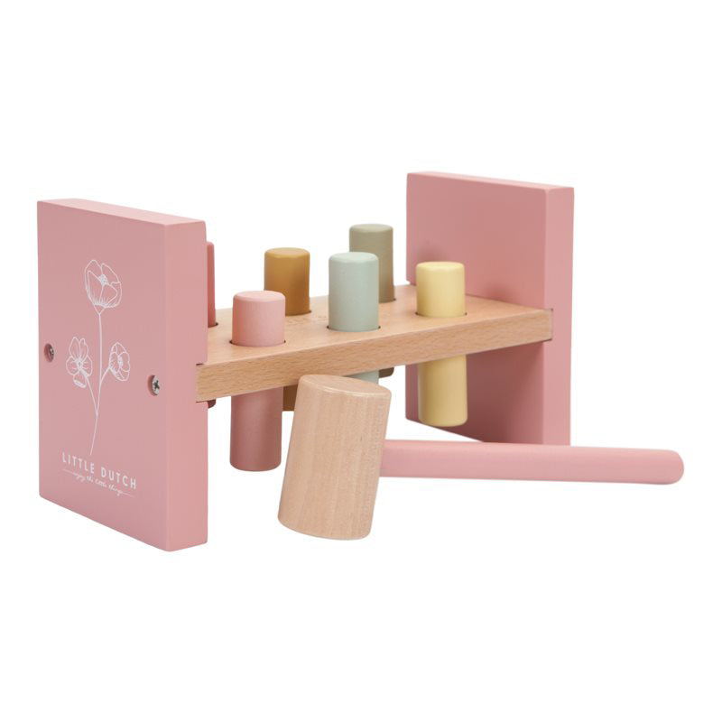 Giocattolo in legno  martelletto e pioli - Rosa - Little Dutch