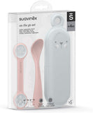 Set Portaposate con Cucchiaio e Reggi Bavaglio - Rosa - Suavinex