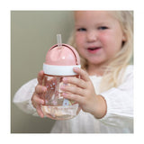 Borraccia con cannuccia e tappo scorrevole - Rosa -  Little dutch