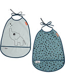 Set 2 Bavaglini Impermeabili con Tasca Elphee - Azzurro - Chiusura a nastrini